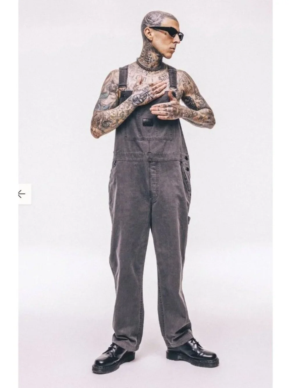 NWT Hurley x Travis Barker Backstage Wide Overall Mens Size XXL Gray Grunge